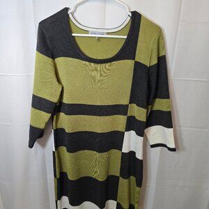 Green Knit Danny and Nicole Color Block Dress